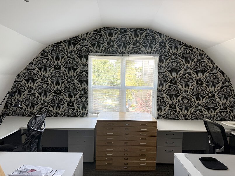 Design studio wallpaper installation Kari Whitman Interior Boulder Colorado