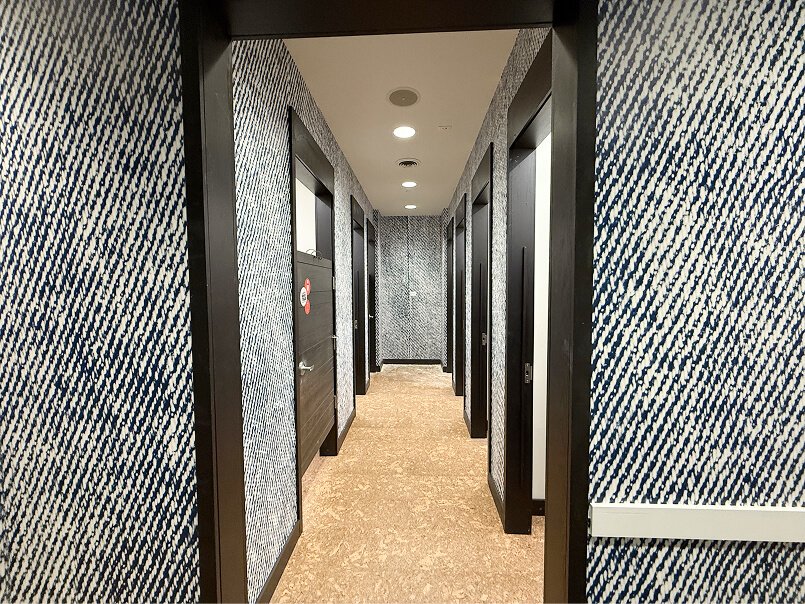 Commercial wallpaper installation at Levi's store in Cherry Creek Shopping Center Denver