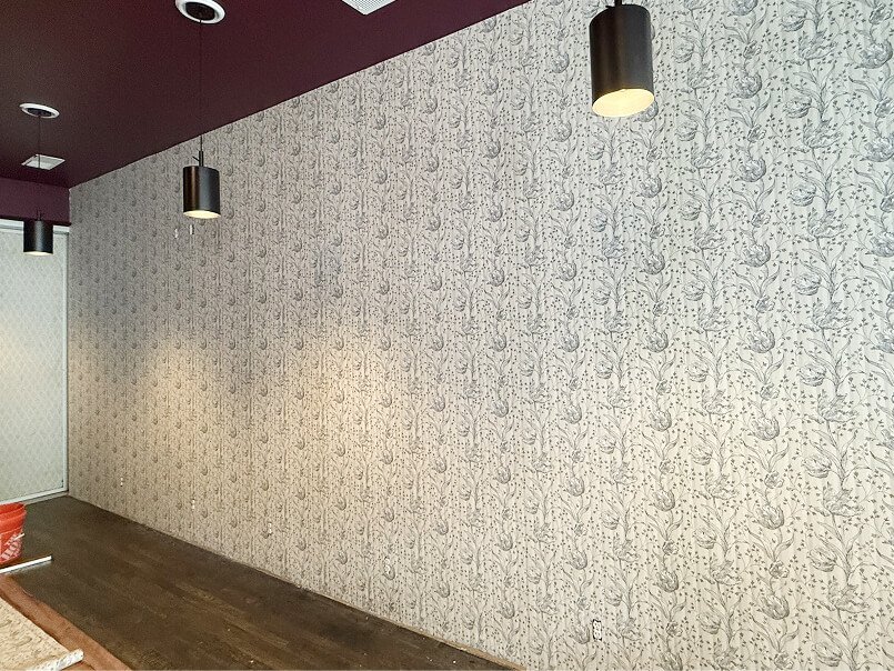 Restaurant wallpaper installation Lyons Locale wine bar Colorado